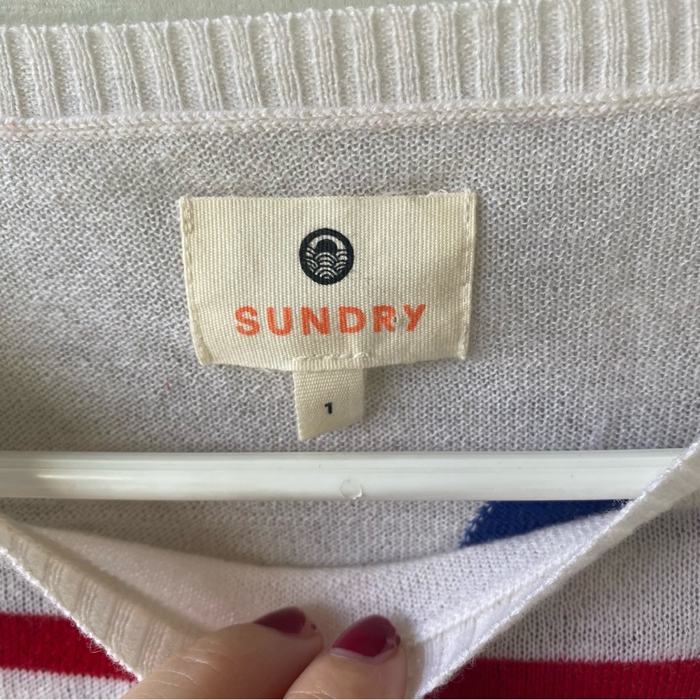SUNDRY Red White & Blue Striped Cashmere Sweater Number 04 - Picture 3 of 8